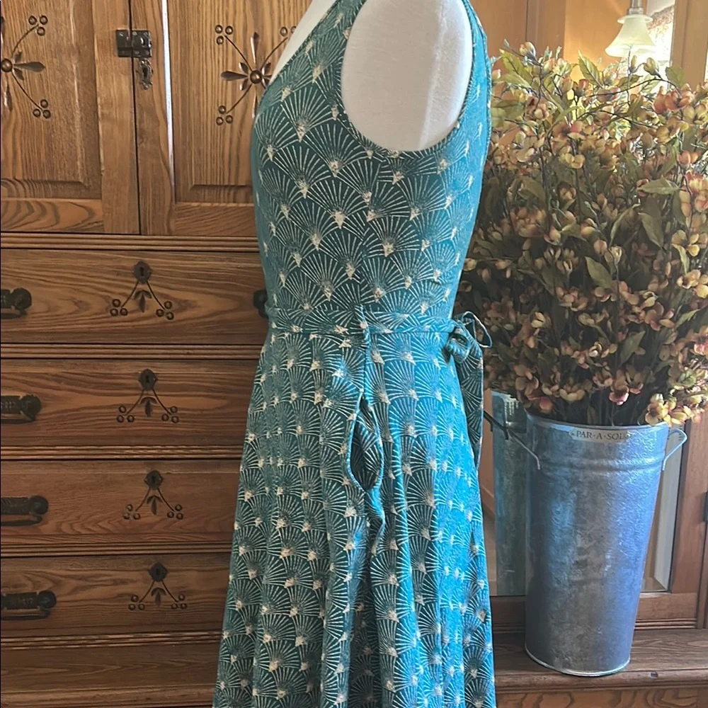 Effie's Heart Teal and Cream Knee Length Dress - Picture 3 of 4